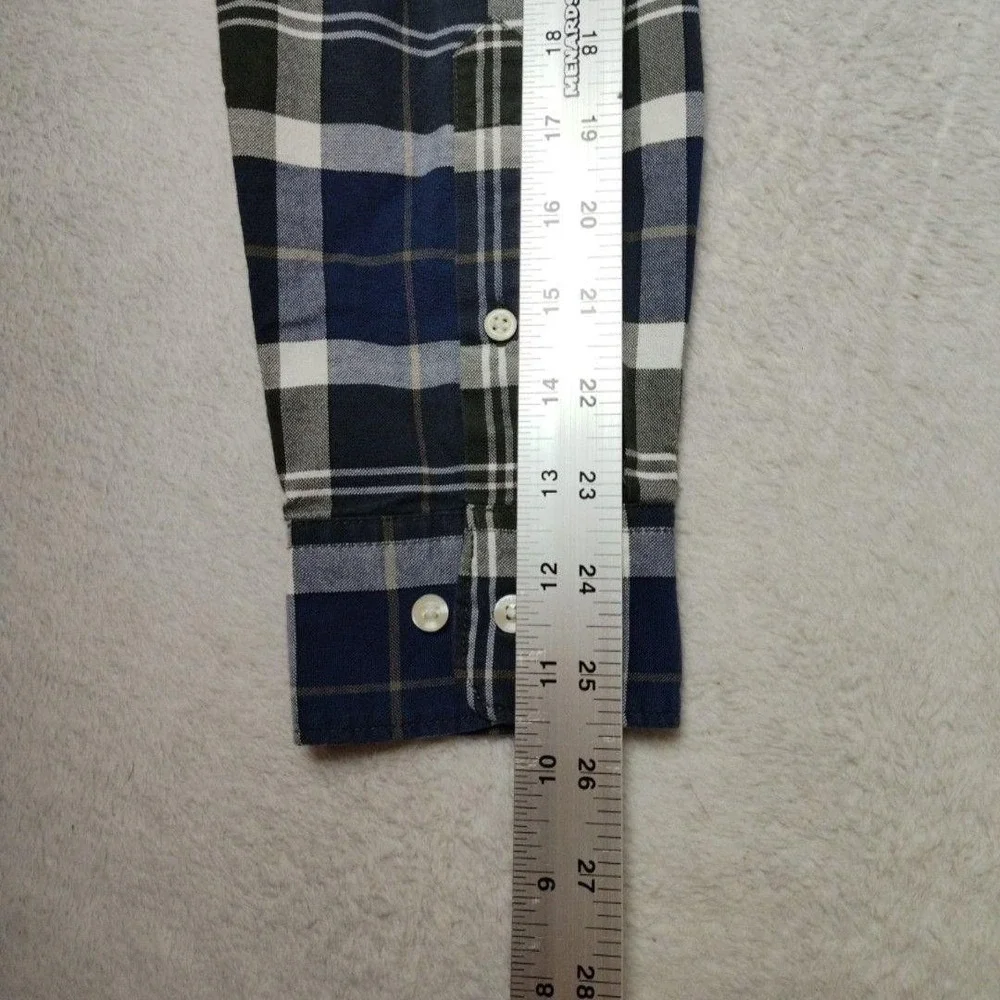 Barbour Shirt Mens Large Blue Tartan Plaid Long Sleeve Button Up Tailored Fit - Picture 11 of 12